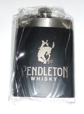 Pendleton Whisky liquor promo hip flask stainless steel whiskey black NEW picture