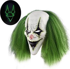 Scary Halloween Clown Mask with Green Hair for Adult Horror Evil Killer Joker Co picture