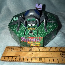 Vintage 1998 Wind Up Spider Savings Bank Tested & works. New W/Box NOS Halloween picture
