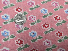 BEST Vintage Feedsack Flour Sack Fabric 40s Dainty Flowers on PINK Remnant Quilt picture