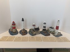 Rare Harbour Lights Pharos UK Collection Lighthouses 5 pc set box COA tent cards picture