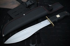 15” Bolo Machete Mini Black Brass Guard Tactical Rubber Handle Nylon Sheath picture