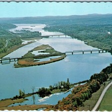 c1960s New Brunswick Canada Saint John River Postcard Aerial View Bridges UNIC picture