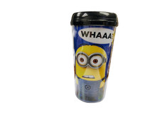 CLEARANCE  Minions Despicable Me Two Eyes Shocked 16 oz. Plastic Travel Mug picture