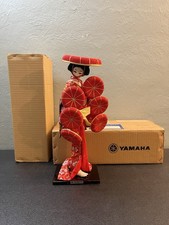 VTG 1960s Yamaha Japanese 7 Hat Dancing Doll Figurine Red Kimono In Original Box picture