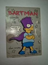 Bartman 1990 Topps The Simpsons Sticker #1 Avenger of Evil Bart Simpson *read* picture