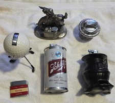 Vtg Mid Century Table Lighter Lot 6 Schlitz Beer Cowboy Golf Barware Man Cave picture