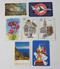 USSR Soviet Russian Airline AEROFLOT Pocket Calendar 7 pcs 1974 1975 1987 picture