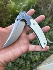 Maxace ROCK Blue Titanium White G10 Flipper Linerlock M390 Brand New Knife picture