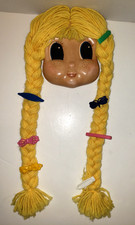 Vtg Girl Mask Face Bow Barrette Hair Clip Organizer Wall-hanging Braids Big Eyes picture