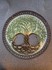 Handmade Resin Tree of Life Refrigerator Magnet Green Gold Glitter OOAK picture
