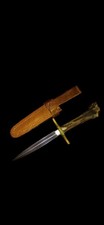 Vintage Sheffield England Knife Dagger & Sheath Antler Handle picture