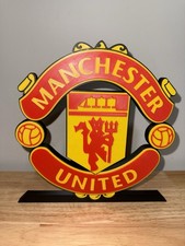 Manchester United Club Soccer Logo Sign  Shelf Art Wall Display Gift Futbol picture