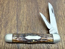 Cattaraugus USA RARE Old Vintage #22289 Jack 2 Blade Pocket Knife Bone Handle. picture