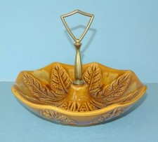MCM Vintage Ccil Orig 143 USA California Pottery Brown Leaf 8.5