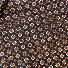 Vintage Indonesian Batik Cotton Fabric Brown Black Floral Boho Textile 39x80” picture