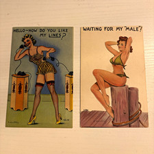 2 Vintage Pin-Up Postcards: 