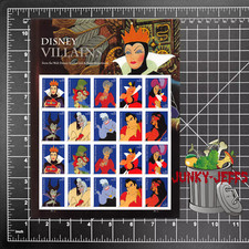 2017 USPS SHEET OF 20 FIRST CLASS LETTER STAMPS DISNEY VILLAINS 73¢ ($14.60) picture