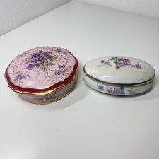 Vintage Limoges France Trinket Box Hand Painted Floral Lot of 2 picture