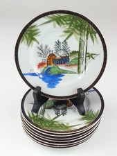 8 Vintage Hayasi Fine China Kutani Bread & Butter Plates Asian Scene picture