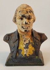 Antique Hubley George Washington Bust Cast Iron Still Bank Circa 1914 picture