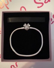 NEW Authentic Pandora Disney MINNIE MOUSE Pavé Snake Chain Charm Bracelet 7.9 picture