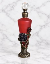 Frosted red glass floral Rose Ladies Metal enameled Empty Perfume Bottle picture