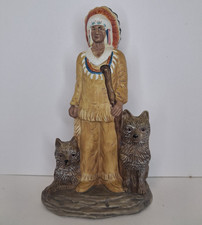 Native American Man Figurine Sculpture with Two Wolves, Ownership History NA picture