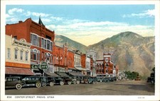 Provo Utah UT Center St. Cars & Stores c1920 Vintage Postcard picture