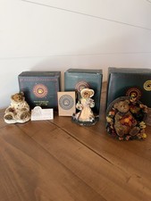 Boyds Bears Bearstone Collection Lot of 3 Figurines W/Original Boxes Fall/Winter picture