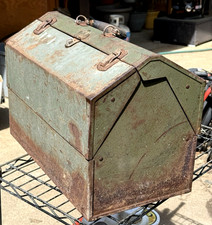 Vintage Army Green Military Tombstone Cantilever Toolbox Tomb Stone Tool Box picture