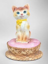 Vintage 1978 Gorham Cat Music Box Tie A Yellow Ribbon Kitten Sankyo Japan picture