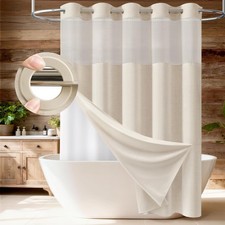 BTTN Ringless Shower Curtain Set, Linen 72