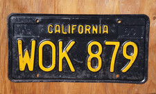 1963 - 1969 CALIFORNIA License Plate # WOK 879 picture