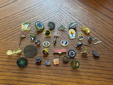 Lot of 30 Vintage USA & Foreign Military Pins picture