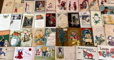 ~Lot of 43 Antique 1900's~Mixed Topics Greetings Postcards~All with stamps-s516 picture