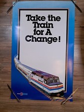 RARE Vtg AMTRAK Take the Train For A Change Travel Poster 25x40 picture