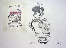 Robot Concept -Unreleased JERRY EISENBERG Signed Hand-Drawn Character Layout #LF picture