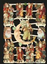 German Embossed Style Scrap Die Cut Relief - Christmas Santa Moon WOW EF7314 picture