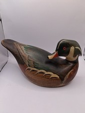 Vtg. Big Sky Carvers Hd. Crvd Wood Duck Drake Decoy Fig. W Turned Head. Heavy. picture