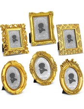 6 Pcs Tiny Gold Antique Gold Picture Frames, Resin 6 Assorted Styles picture