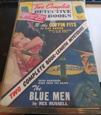 Vtg Two Complete Detective Books #63 July 1950 Pulp Coffin Fits Day Keene Blue picture