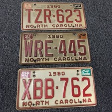 3 1980 North Carolina License Plate Tag 1986 1988 1989 picture