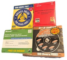 Internet CD Collection America Online Sprint MSN Comp U Serve Set of 4, Sealed picture