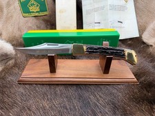 1990 Puma 915 Emperor Aristocrat Knife Stag Handles Green/Yellow Box Mint & Tag picture
