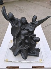 Santa Monica Modern Handmade Abstract Art Black Ceramic Sculpture Matte Finish picture