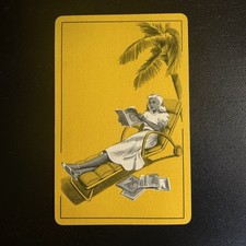 Woman Lounging And Reading Single Swap Playing Card -c. 1930s (Linen) picture