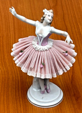 Antique German UnterWeissBach Dresden Lace Porcelain Dancing Ballerina 7