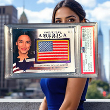 DECISION 2022 Alexandria Ocasio-Cortez GBA FLAG PATCH PURPLE FOIL 2/2 PSA 8 AOC picture