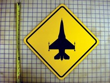 F16 Falcon Jet Yellow Aluminum Sign Military Gift Decor picture